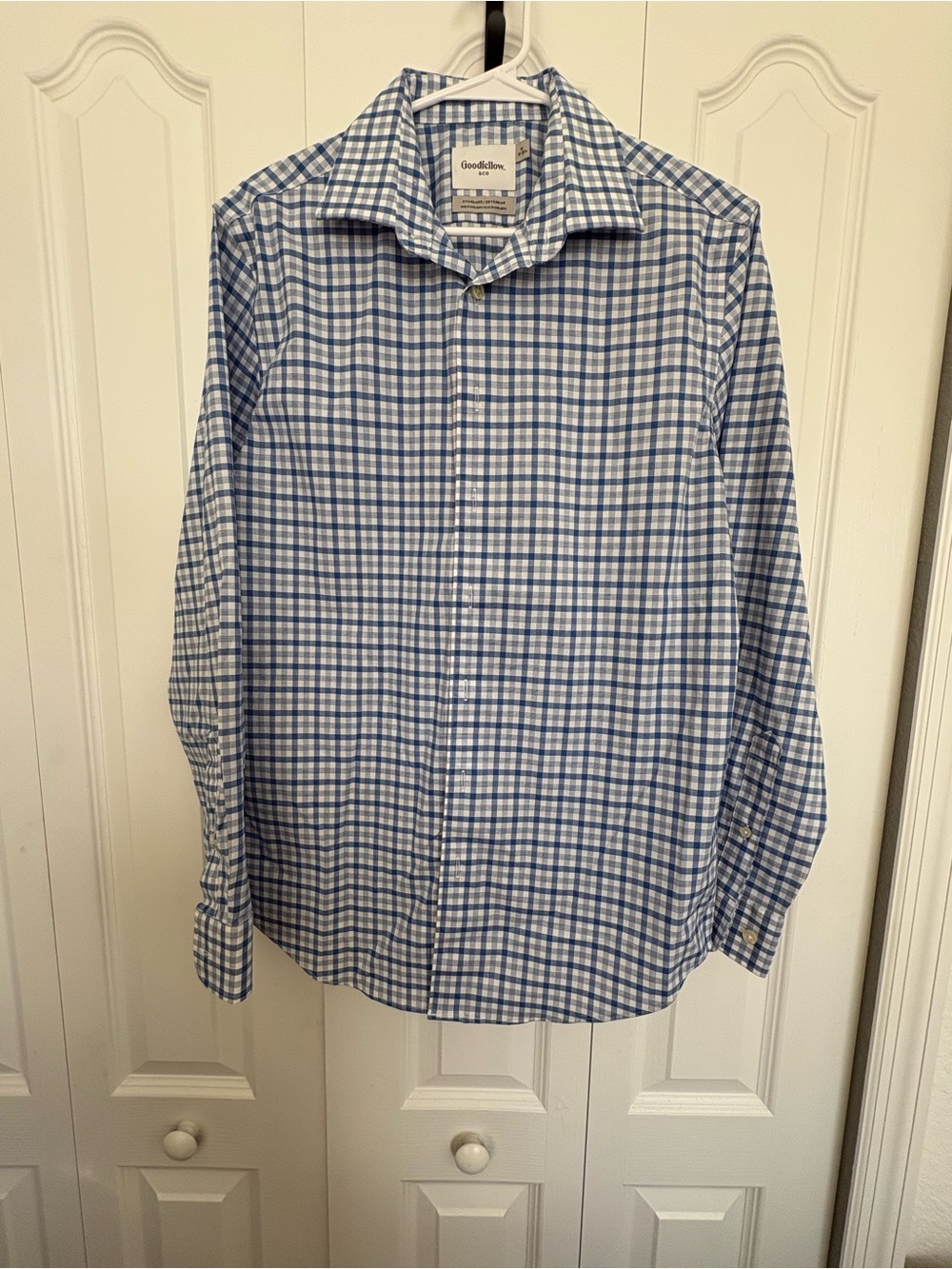 Goodfellow & Co Blue and White Plaid Dress Shirt